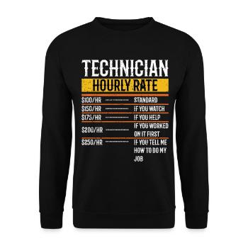 Technicien Taux horaire Technicien de maintenance Tech - Sweat-shirt Unisexe - noir - Devant - Alina (178cm) & Michal (187cm)