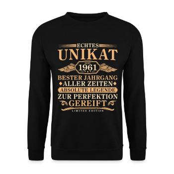 1961 Vintage Born Vintage 65 Years - Unisex Sweatshirt - black - Front - Alina (178cm) & Michal (187cm)