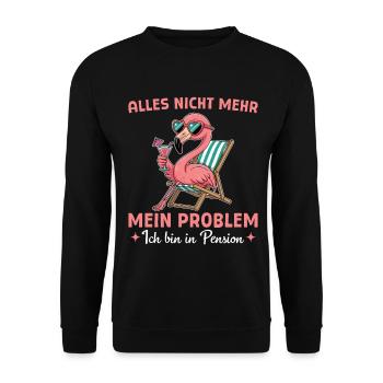 Colleague Pension Farewell - Flamingo in a deckchair - Unisex Sweatshirt - black - Front - Alina (178cm) & Michal (187cm)