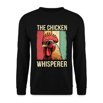 The Chicken Whisperer Retro Tee - Unisex Pullover - Schwarz - Vorne - Alina (178cm) & Michal (187cm)