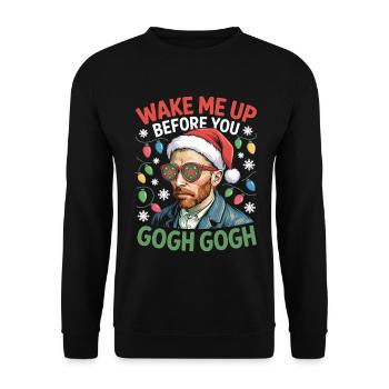 Gogh Xmas Portrait Stil mit Witz - Unisex Pullover - Schwarz - Vorne - Alina (178cm) & Michal (187cm)
