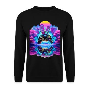 Gaming King Controller with Mirroring - Unisex Sweatshirt - black - Front - Alina (178cm) & Michal (187cm)