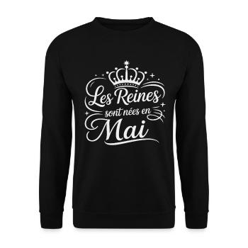 Les Reines sont nées en mai Anniversaire - Sweat-shirt Unisexe - noir - Devant - Alina (178cm) & Michal (187cm)