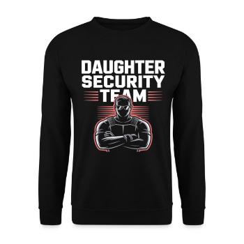 Daughter Security Team – Vater Bodyguard - Unisex Pullover - Schwarz - Vorne - Alina (178cm) & Michal (187cm)