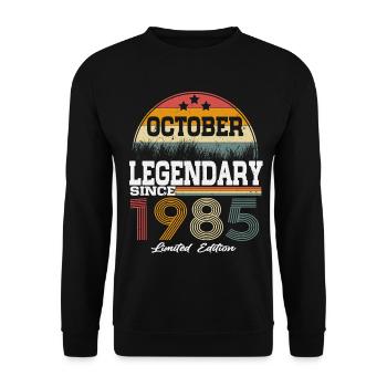 Des légendes sont nées en octobre 1985 - Sweat-shirt Unisexe - noir - Devant - Alina (178cm) & Michal (187cm)