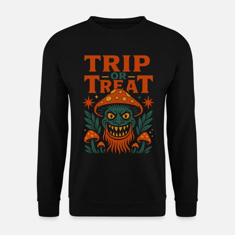 Trip oder Treat Psychedelisches Pilzmonster - Unisex Pullover - Schwarz