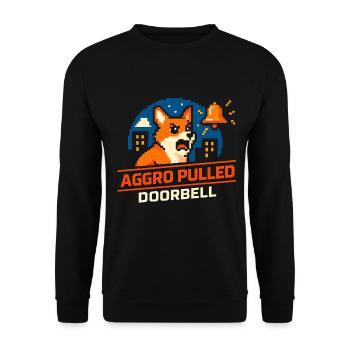 Aggro gezogen: Türklingel | Hund bellt - Unisex Pullover - Schwarz - Vorne - Alina (178cm) & Michal (187cm)