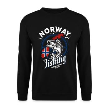 Norway Fishing Fjords & Mountains Angler Gift - Unisex Sweatshirt - black - Front - Alina (178cm) & Michal (187cm)