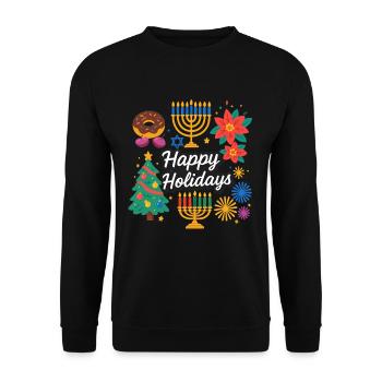 Joyeuses fêtes de Noël et Hanoukka Réveillon du Nouvel An - Sweat-shirt Unisexe - noir - Devant - Alina (178cm) & Michal (187cm)