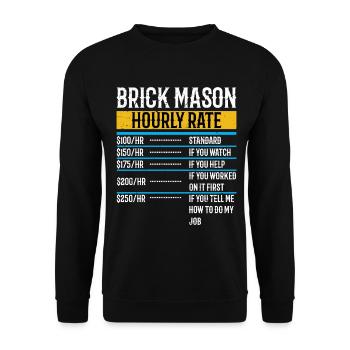 Maçon Maçon Taux horaires Maçon Ouvrier Maçon - Sweat-shirt Unisexe - noir - Devant - Alina (178cm) & Michal (187cm)
