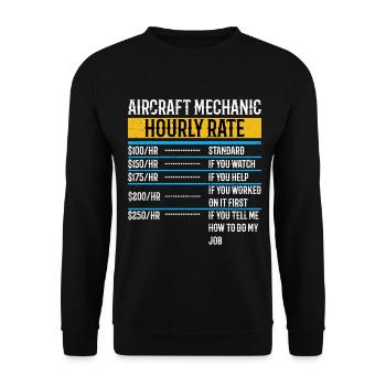 Technicien d’aéronef Taux horaire Avion Avion - Sweat-shirt Unisexe - noir - Devant - Alina (178cm) & Michal (187cm)