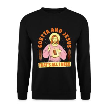 Goetta Wurst Goetta And Jesus That's All I Need - Unisex Sweatshirt - black - Front - Alina (178cm) & Michal (187cm)