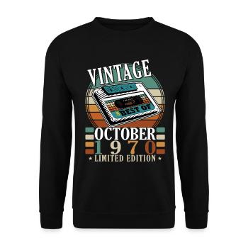 Cadeau d’anniversaire d’octobre 1970. Octobre 1970. - Sweat-shirt Unisexe - noir - Devant - Alina (178cm) & Michal (187cm)
