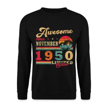 November 1950 Jubilee November 1950 November - Unisex Sweatshirt - black - Front - Alina (178cm) & Michal (187cm)