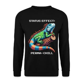 Status-Effekt: Dauerchill | Leguan Terrarium - Unisex Pullover - Schwarz - Vorne - Alina (178cm) & Michal (187cm)