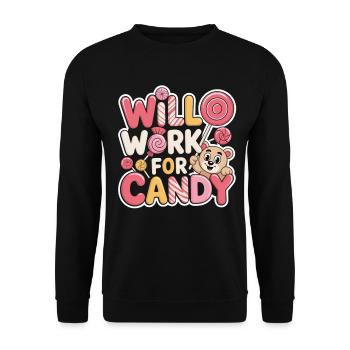 Will Work for Candy – Süßes Kinder Süßigkeiten - Unisex Sweatshirt - black - Front - Alina (178cm) & Michal (187cm)