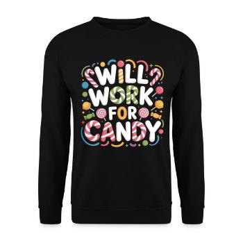 Will Work for Candy – Süßes Kinder Süßigkeiten - Unisex Sweatshirt - black - Front - Alina (178cm) & Michal (187cm)