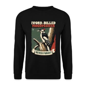 Elfenbein Specht Vogelbeobachter - Unisex Pullover - Schwarz - Vorne - Alina (178cm) & Michal (187cm)