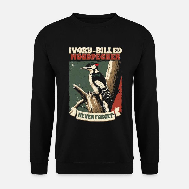 Elfenbein Specht Vogelbeobachter - Unisex Pullover - Schwarz