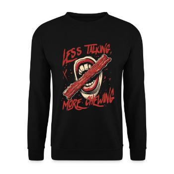 Beef Jerky Less Talking More Chewing - Unisex Sweatshirt - black - Front - Alina (178cm) & Michal (187cm)