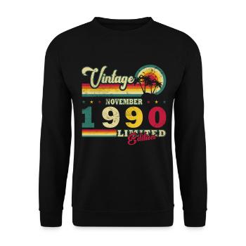 November 1990 Jubiläum 1990 November 1990 - Unisex Pullover - Schwarz - Vorne - Alina (178cm) & Michal (187cm)