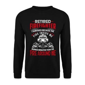 Feuerwehrmann - Unisex Pullover - Schwarz - Vorne - Alina (178cm) & Michal (187cm)