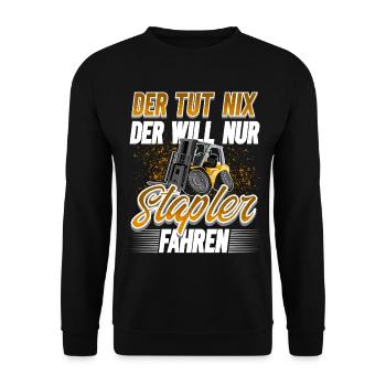 Staplerfahrer Lagerist - Unisex Pullover - Schwarz - Vorne - Alina (178cm) & Michal (187cm)