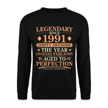 Vintage 1991 Born - Vintage 35th Birthday - Unisex Sweatshirt - black - Front - Alina (178cm) & Michal (187cm)
