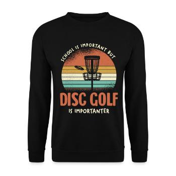 Retro Disc Golf Is Important - Unisex Pullover - Schwarz - Vorne - Alina (178cm) & Michal (187cm)