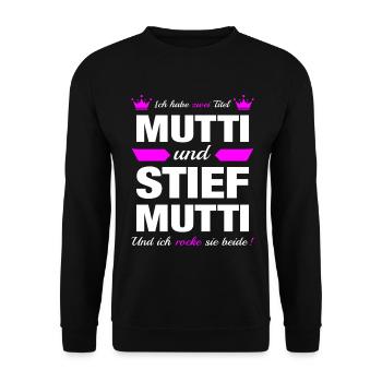 Stiefmutter Muttertag Bonus Mama Mutter Geschenk - Unisex Pullover - Schwarz - Vorne - Alina (178cm) & Michal (187cm)