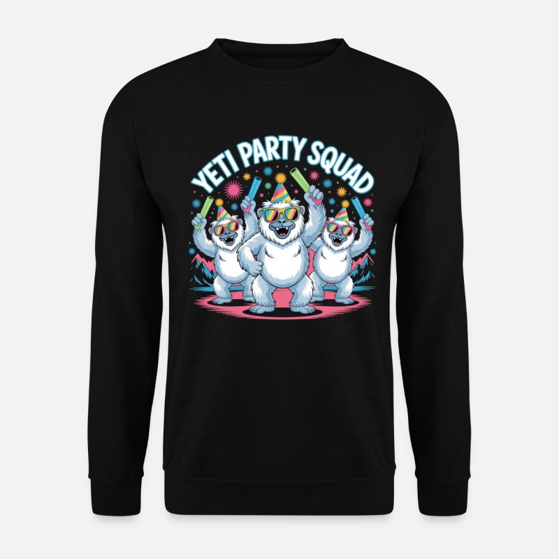 Yeti Party Squad – Lustiges Winter Partyshirt - Unisex Pullover - Schwarz