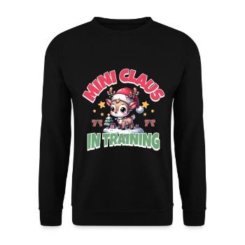 Rentier Geschenkidee für festliche Stimmung - Unisex Pullover - Schwarz - Vorne - Alina (178cm) & Michal (187cm)