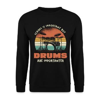 Drums Are Importanter Retro - Unisex Sweatshirt - black - Front - Alina (178cm) & Michal (187cm)