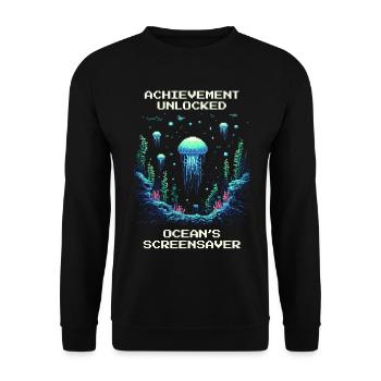 Réalisation : Économiseur d’écran océanique - Sweat-shirt Unisexe - noir - Devant - Alina (178cm) & Michal (187cm)