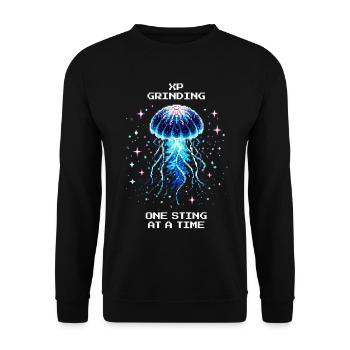 XP Grind: One Stitch at a Time | Jellyfish - Unisex Sweatshirt - black - Front - Alina (178cm) & Michal (187cm)