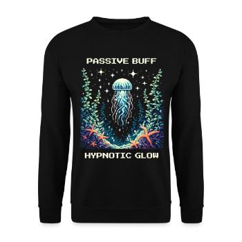 Passive Stärkung : Hypnotischer Glow | Quallen - Unisex Sweatshirt - black - Front - Alina (178cm) & Michal (187cm)