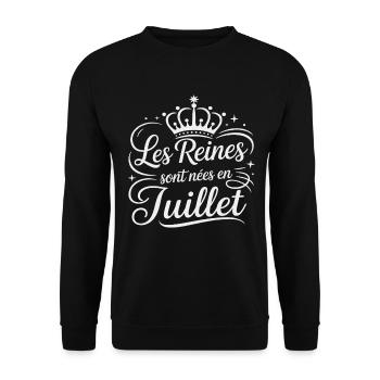 Les Reines sont nées en juillet Anniversaire - Sweat-shirt Unisexe - noir - Devant - Alina (178cm) & Michal (187cm)