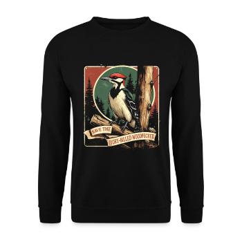 Elfenbein Specht Vogelbeobachter - Unisex Pullover - Schwarz - Vorne - Alina (178cm) & Michal (187cm)