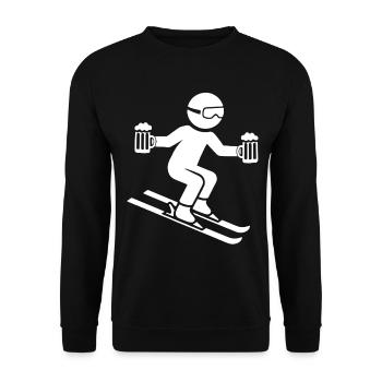 Skieur avec chope de bière - Sweat-shirt Unisexe - noir - Devant - Alina (178cm) & Michal (187cm)