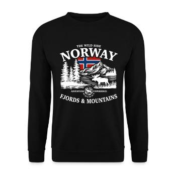 The wild side - Norwegen Urlaub Natur Geschenk - Unisex Pullover - Schwarz - Vorne - Alina (178cm) & Michal (187cm)