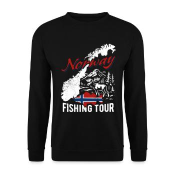 Norway Fishing Tour - Angler Geschenk - Unisex Pullover - Schwarz - Vorne - Alina (178cm) & Michal (187cm)