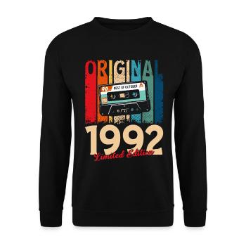 33rd Birthday Cassette October Year 1992 - Unisex Sweatshirt - black - Front - Alina (178cm) & Michal (187cm)