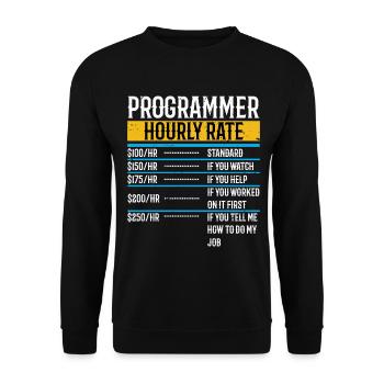 Programmer Funny Hourly Rate - Unisex Sweatshirt - black - Front - Alina (178cm) & Michal (187cm)