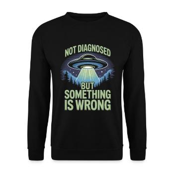 UFO Lichtstrahl über Wald - Unisex Pullover - Schwarz - Vorne - Alina (178cm) & Michal (187cm)