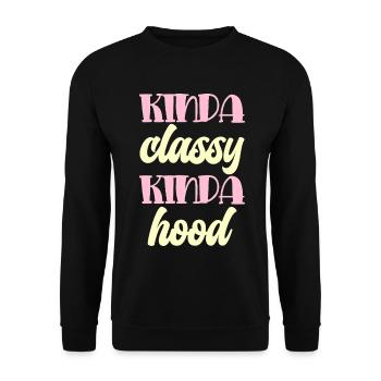 Kinda classy kinda hood Typography - Unisex Sweatshirt - black - Front - Alina (178cm) & Michal (187cm)
