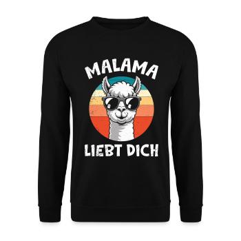Bald Mama MALAMA LIEBT DICH Lustiges - Unisex Pullover - Schwarz - Vorne - Alina (178cm) & Michal (187cm)