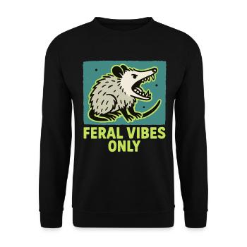 Feral Vibes Only Possum Humour Citation Tee - Sweat-shirt Unisexe - noir - Devant - Alina (178cm) & Michal (187cm)