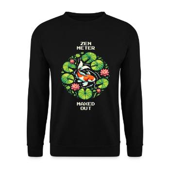 Zen-Meter Plein | Koï, étang de jardin, méditation - Sweat-shirt Unisexe - noir - Devant - Alina (178cm) & Michal (187cm)
