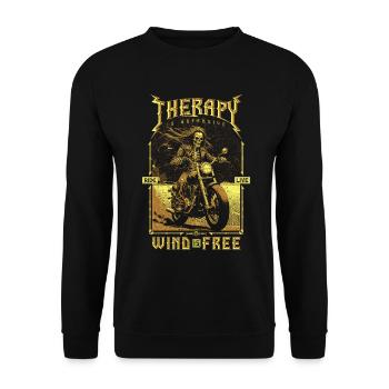 Therapie ist teuer Wind ist kostenlos Biker Schädel - Unisex Pullover - Schwarz - Vorne - Alina (178cm) & Michal (187cm)