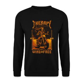 Therapie ist teuer Wind ist kostenlos Biker Schädel - Unisex Pullover - Schwarz - Vorne - Alina (178cm) & Michal (187cm)